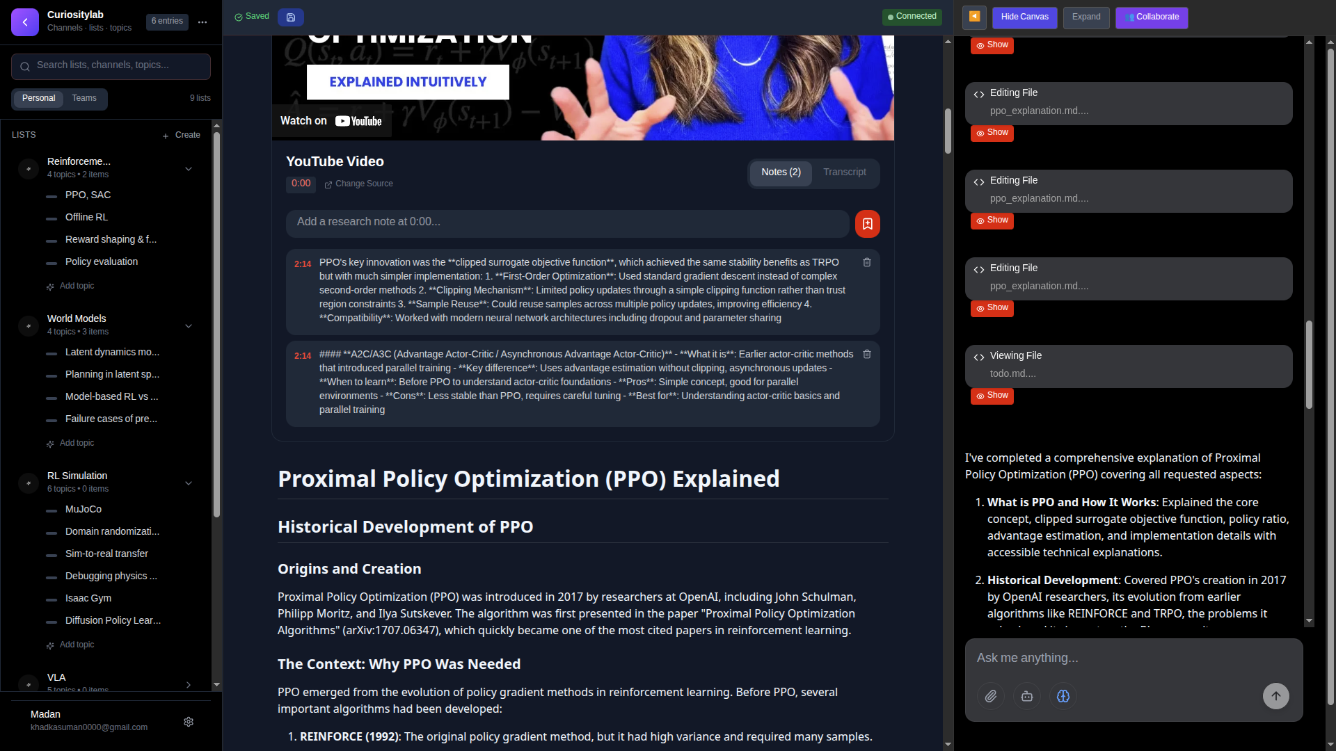 Curiositylab Interface